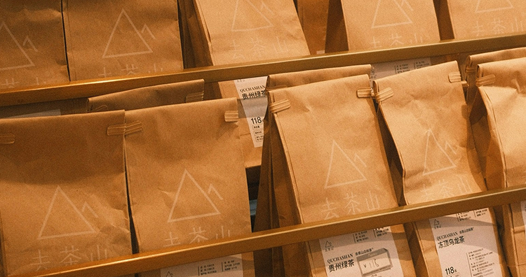 Tea bags on shelf